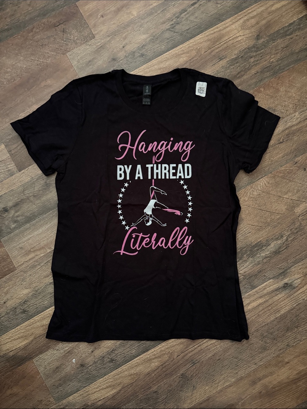 Gildan Black Graphic Tee with Pink & White Aerial Silhouette